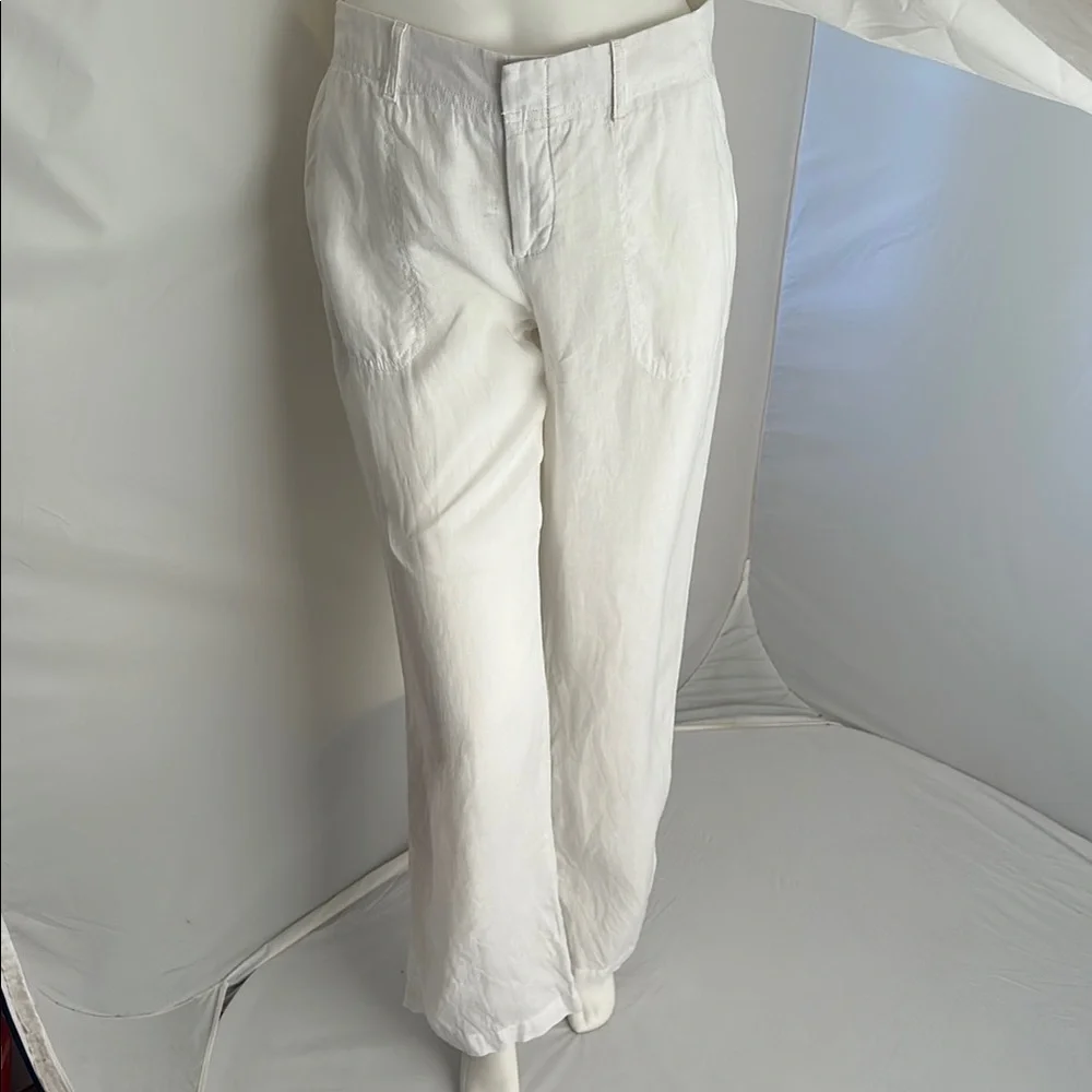 Banana Republic white unlined lightweight linen wide leg palazzo pants